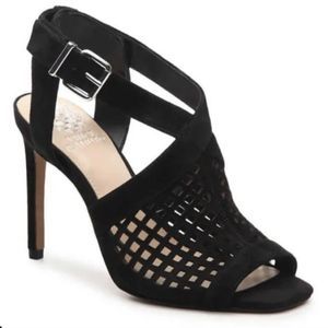 Vince Camuto Peveli Black Suede Laser-Cut Heels Size 8.5 NWOT